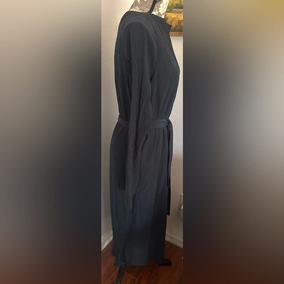 COS Black Tie Front Sheath Midi Dress in Navy Blue - Size 10 - Picture 3 of 8